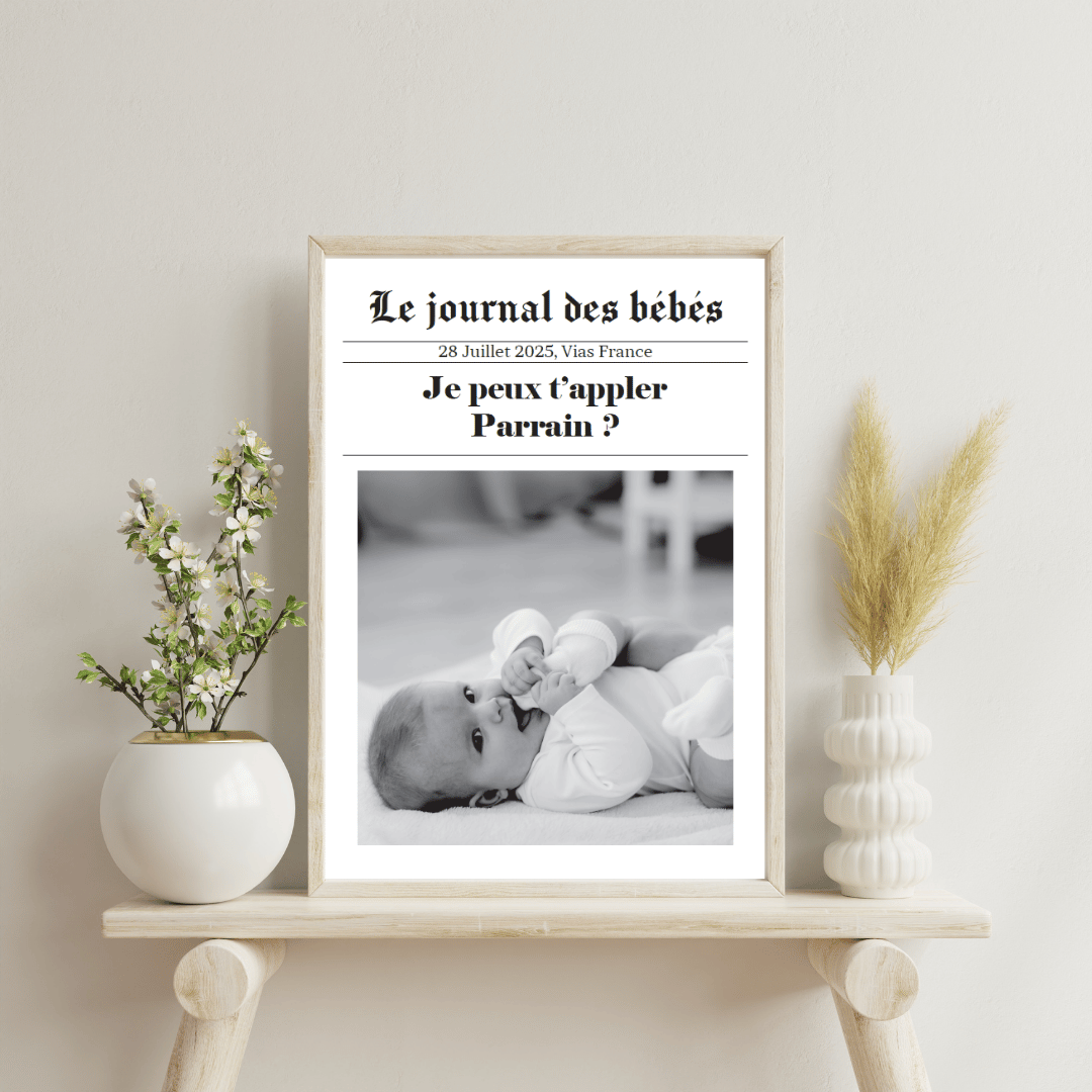 Affiche personnalisée "Le Journal des Bébés" – Gazette souvenir à personnaliser