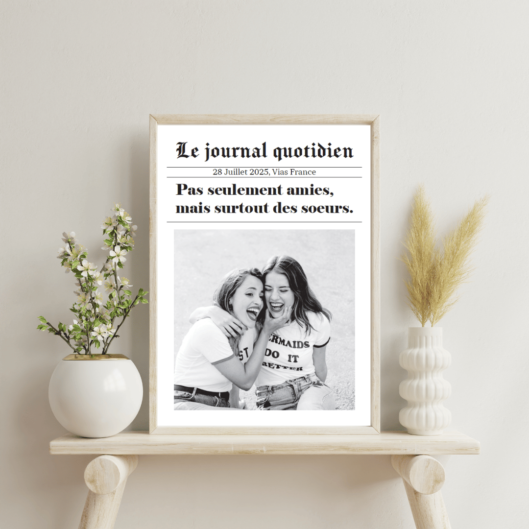 Affiche personnalisée "Le Journal Quotidien" – Gazette souvenir à offrir