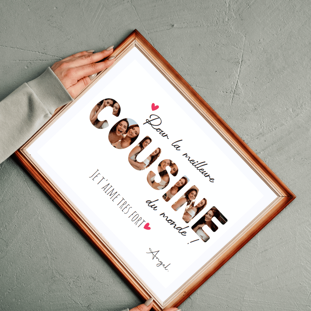 Affiche personnalisée "Meilleure Cousine" – Cadeau photo
