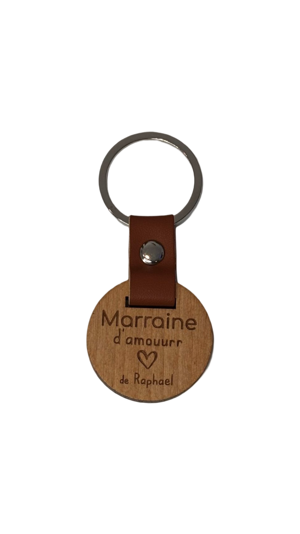 Porte-clé Personnalisé en Bois et Cuir