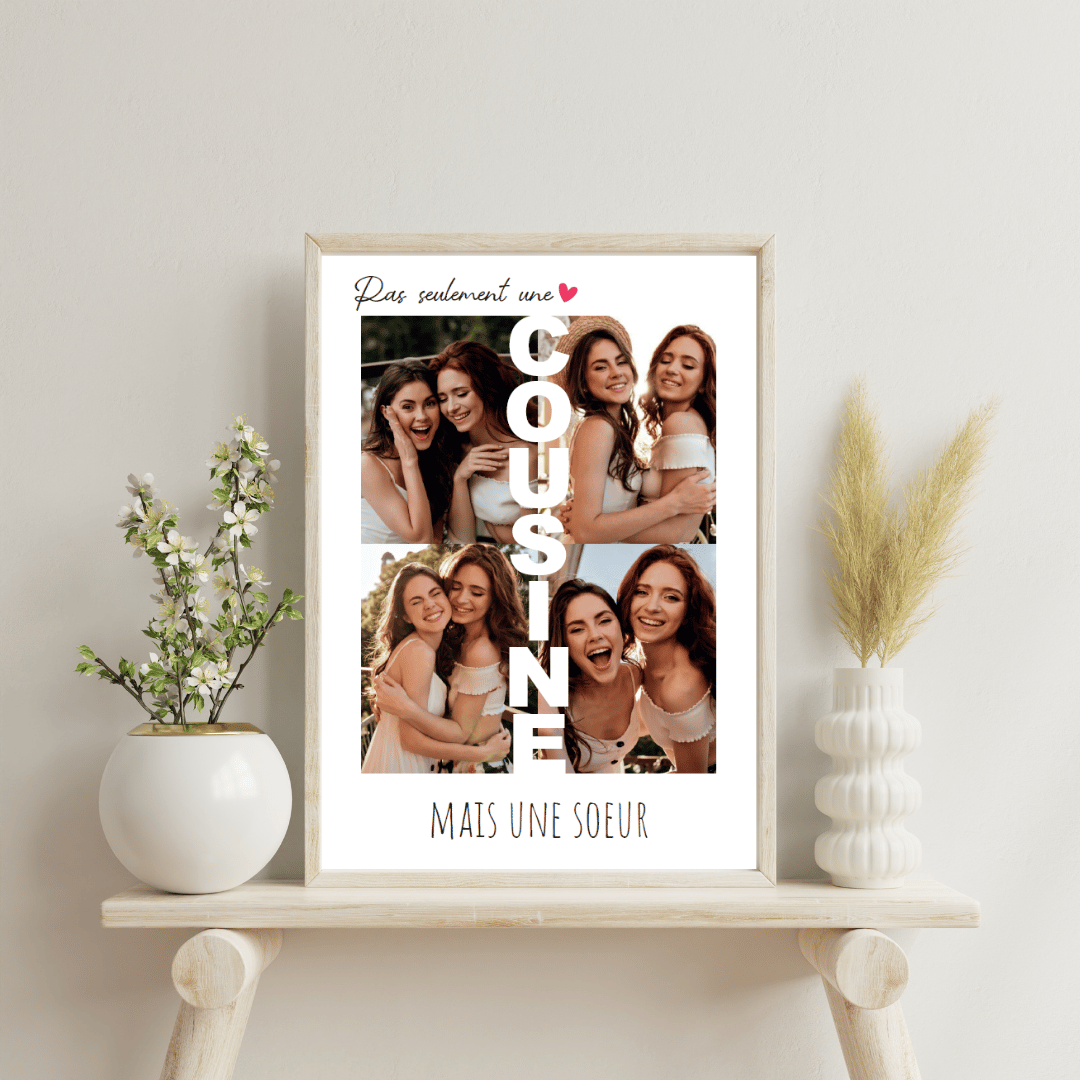 Affiche personnalisée "Pas seulement une cousine… une sœur" – Cadeau unique à offrir