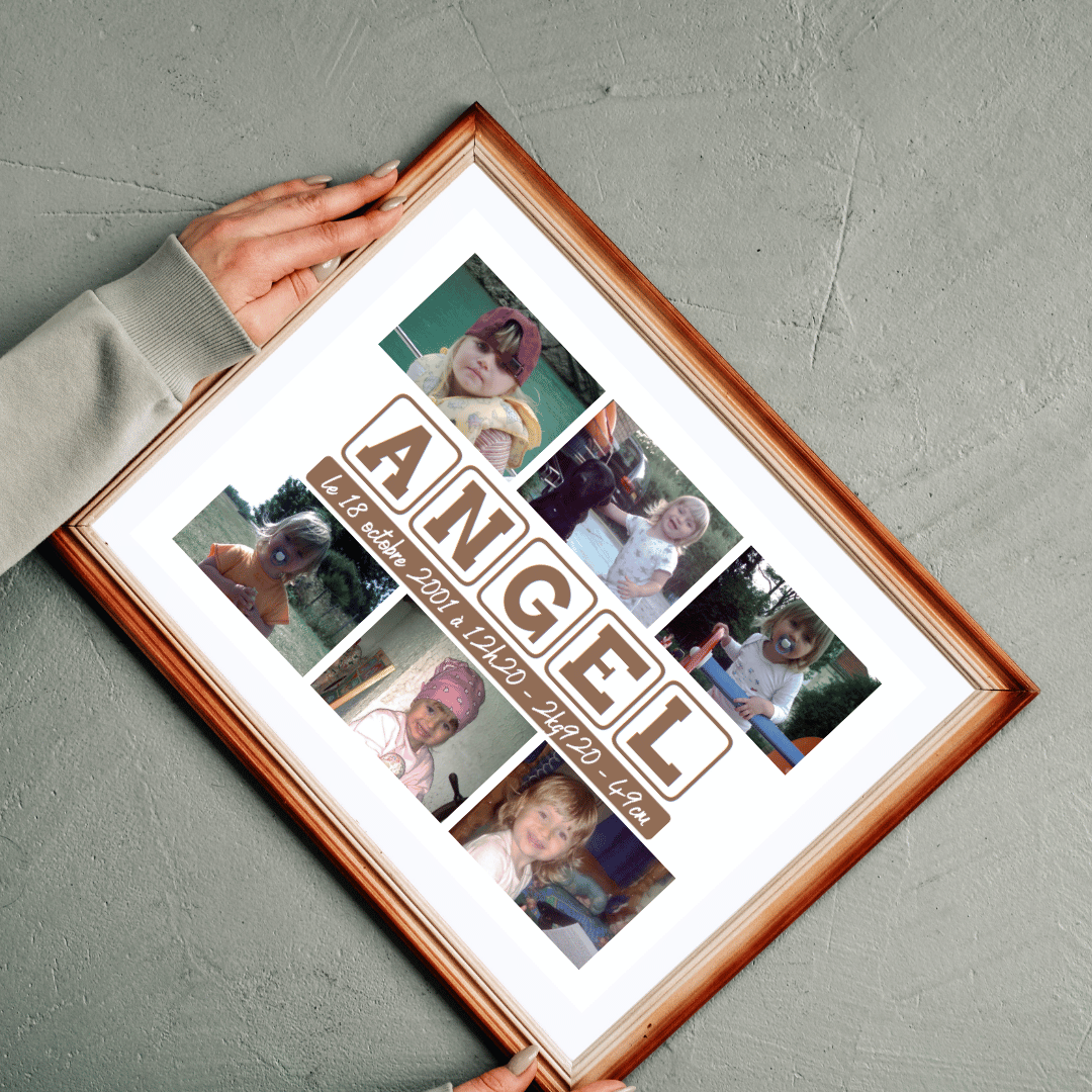 Affiche personnalisée Souvenirs d’Enfance – Photos de bébé / petit à conserver pour toujours
