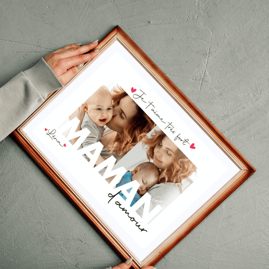 Affiche personnalisée "Je t’aime très fort Maman d’amour" – Cadeau photo pour une maman exceptionnelle
