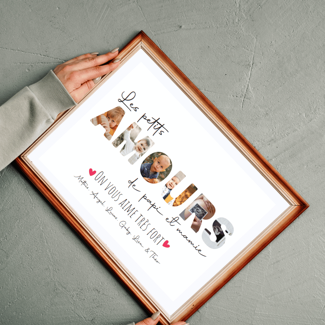 Affiche personnalisé grands-parents – "Les petits amours de Papi et Mamie"